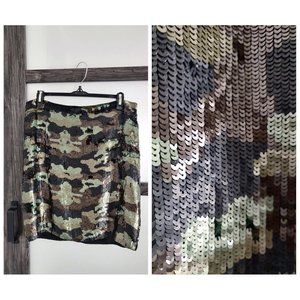 L'AGENCE - CAMO SEQUIN MINI SKIRT Size 6